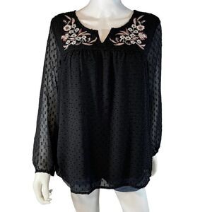 Tantrums Embroidered Blouse Long Sleeve Medium